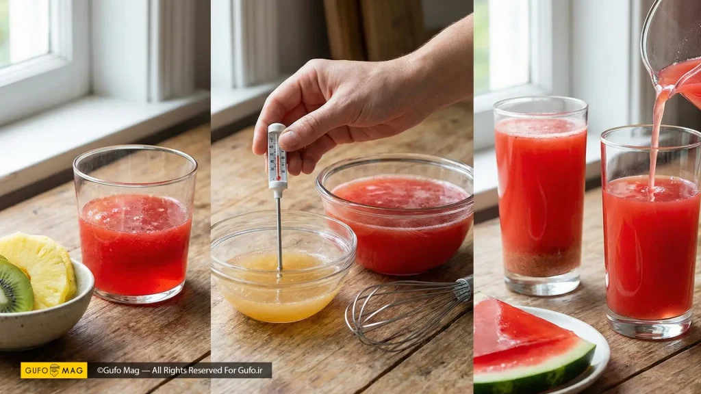 اندازهگیری دما، همدما کردن مایعات و صاف کردن آب هندوانه برای شفافیت