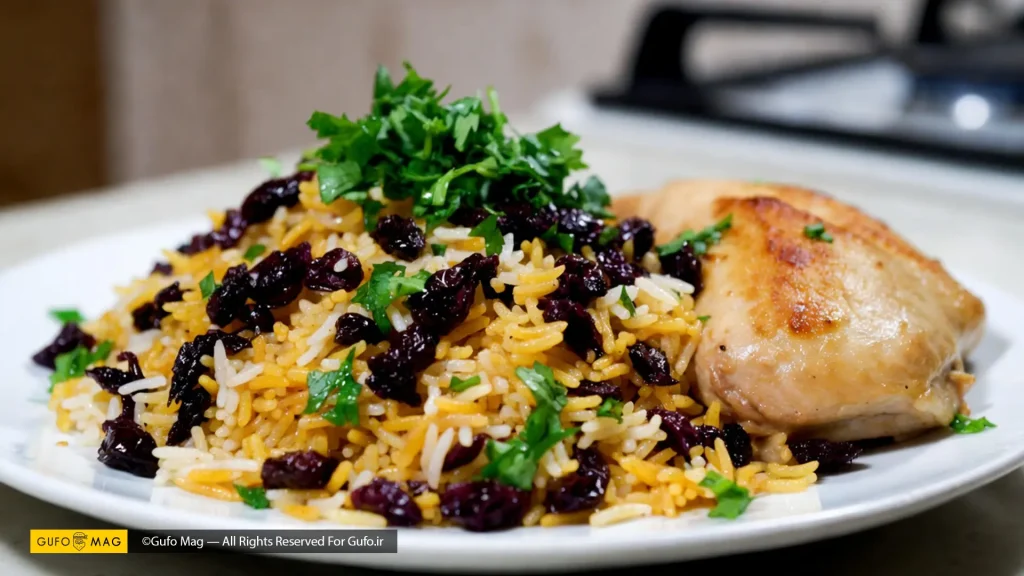 طرز تهیه آلبالو پلو با مرغ مجلسی