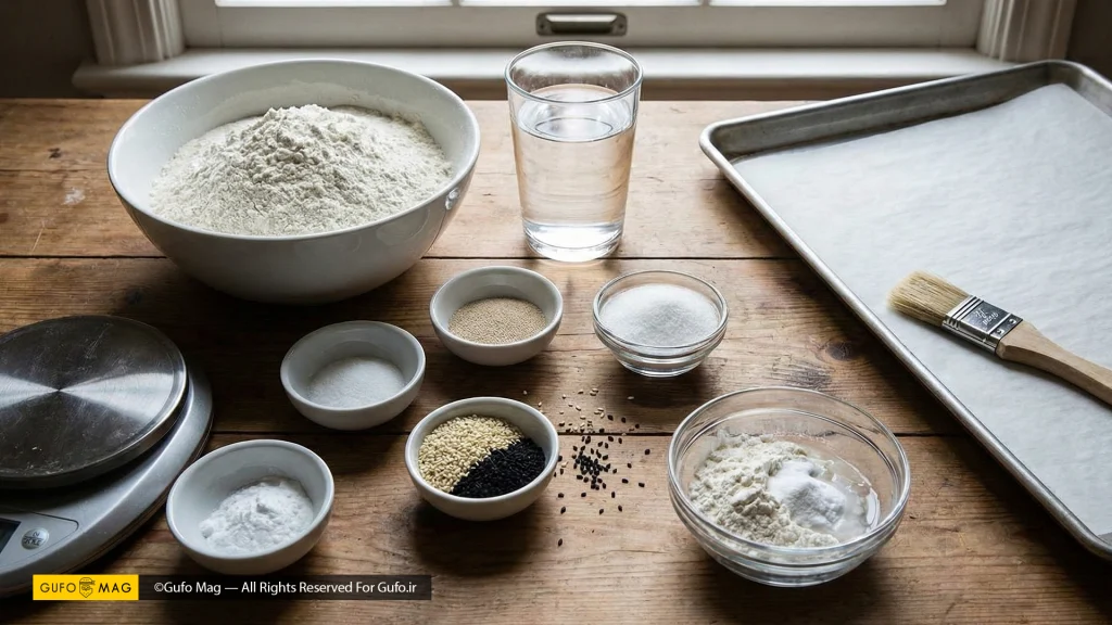 مواد لازم برای تهیه نان بربری در خانه 