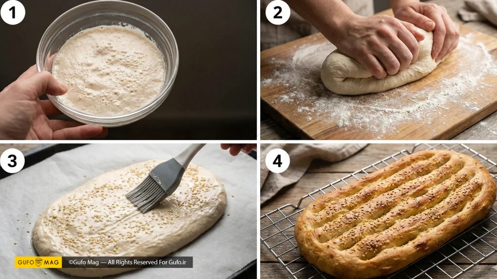 طرز تهیه نان بربری در خانه مرحله به مرحله 