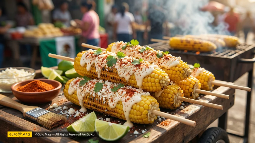 ذرت مکزیکی آماده شده با سس برای مصرف