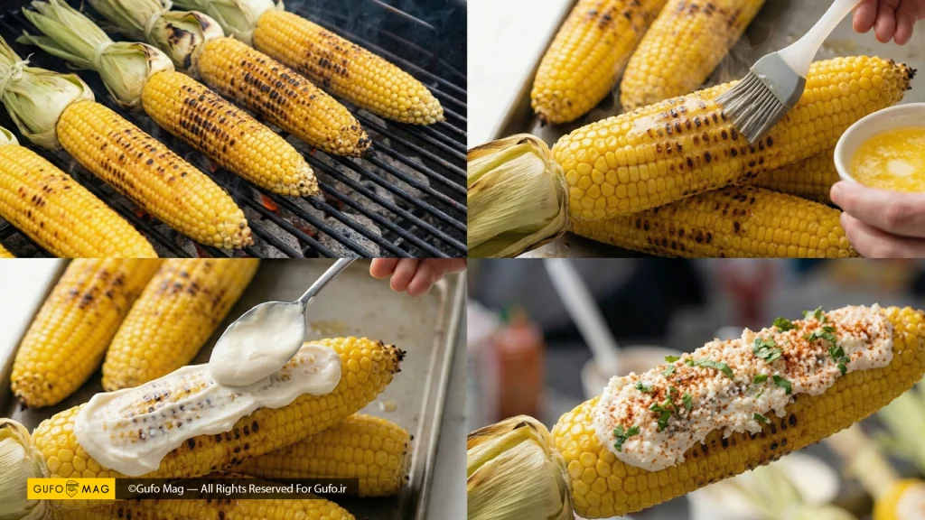 مراحل کباب کردن، کرهزنی، سسزنی و تزئین ذرت