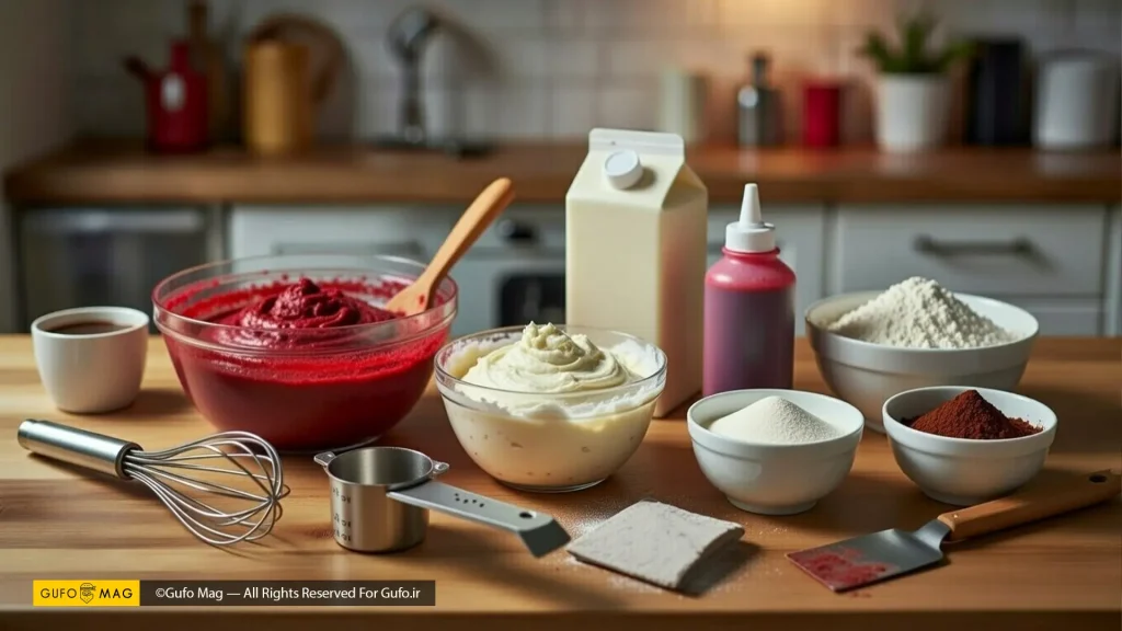 مواد لازم برای تهیه کیک ردولوت