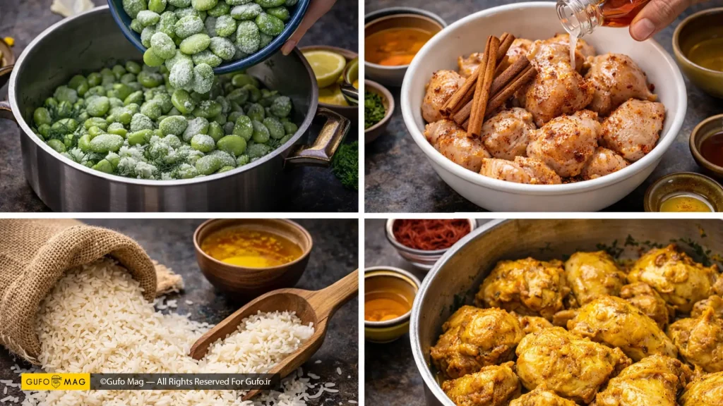 نکات پخت باقالی پلو با مرغ