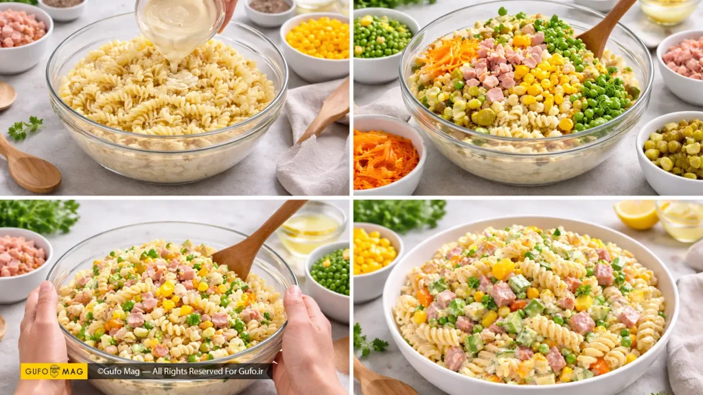 مراحل تهیه سالاد ماکارونی
