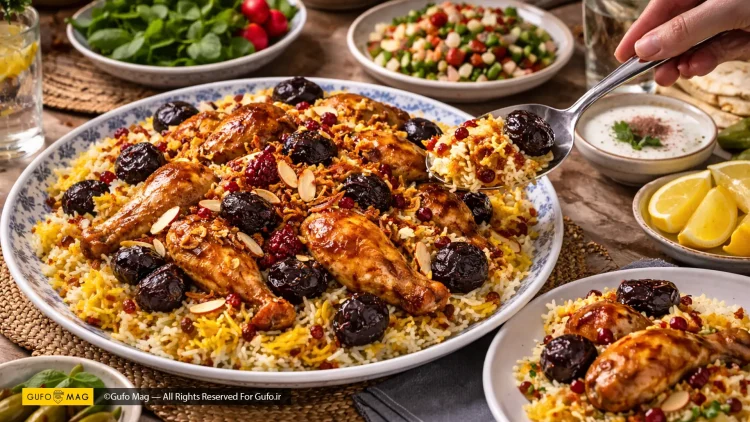 طرز تهیه پلو مرغ و آلو