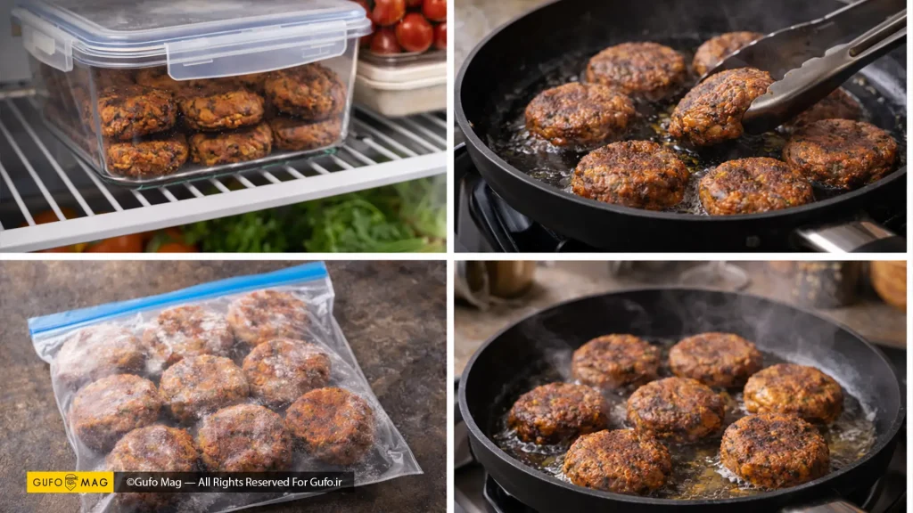 روش نگهداری شامی کباب و گرم کردن