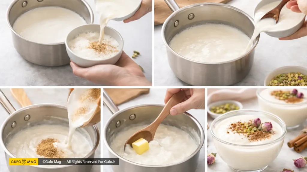 طرز تهیه فرنی مرحله به مرحله