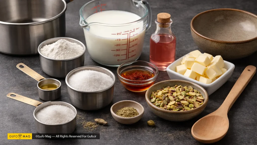 مواد لازم برای تهیه فرنی